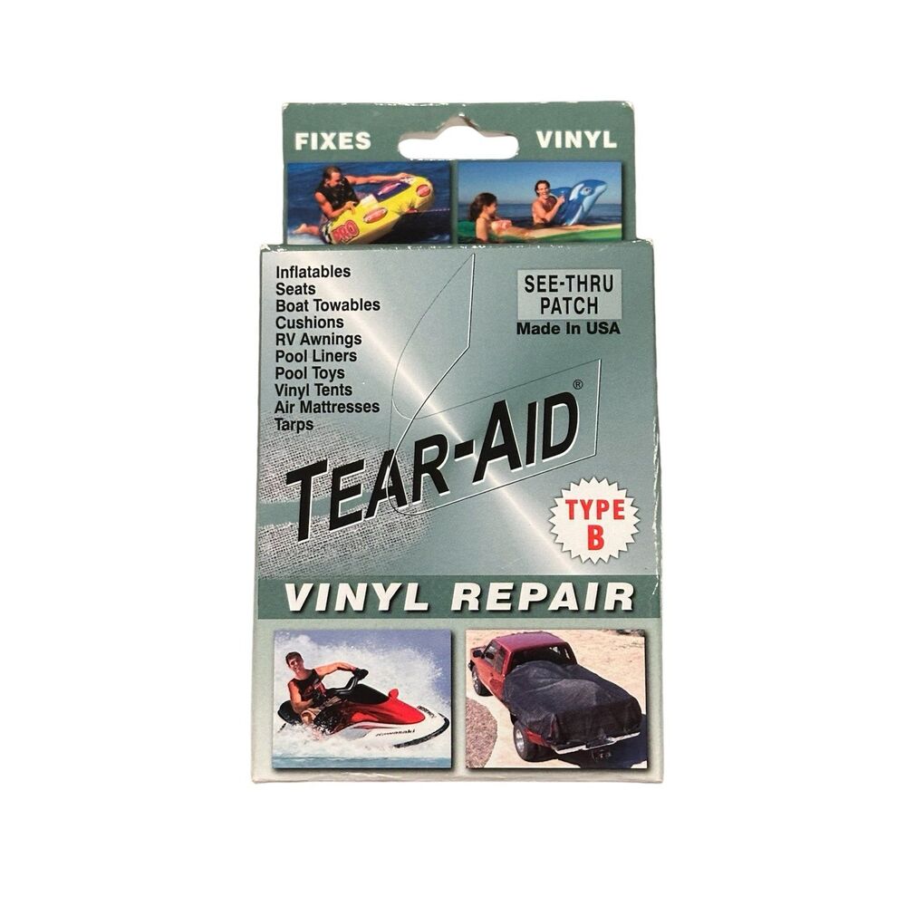 TEAR-AID Vinyl Repair Kit, Type B Clear Patch for Vinyl and Vinyl-Coated